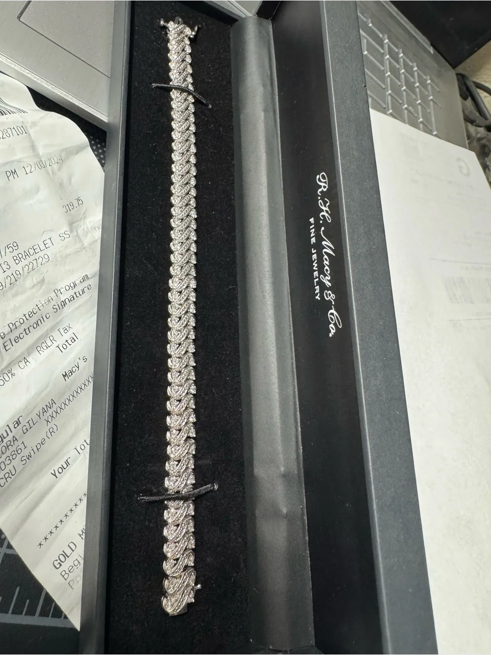 Macy’s 925 Silver link Bracelet 1CTTW, size 7.25 - Women Jewelry